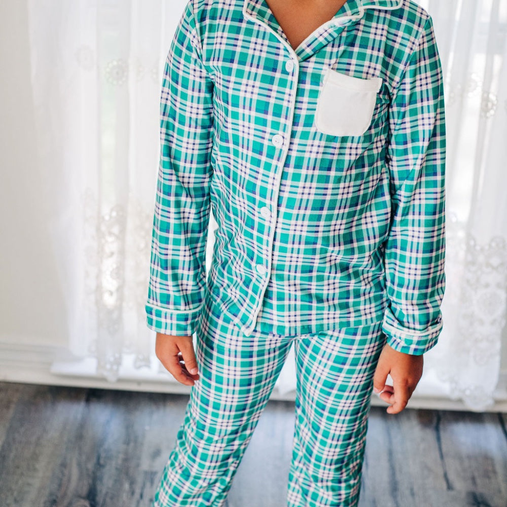 Preppy Plaid - Button Down Pajamas – Sugar Bee Clothing