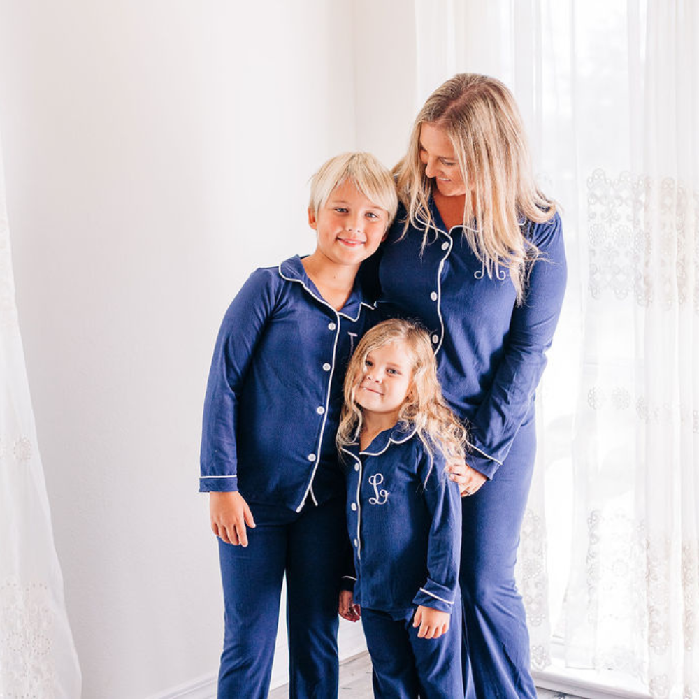 Solid Navy Button Down Pajamas