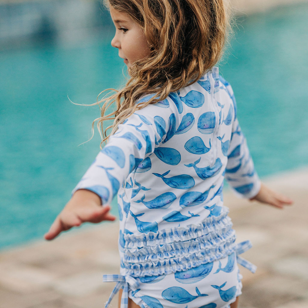 Blue 2025 ruffle swimsuit