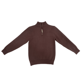Mini Scott 3/4 Zip Sweater - Espresso - Sugar Bee Clothing