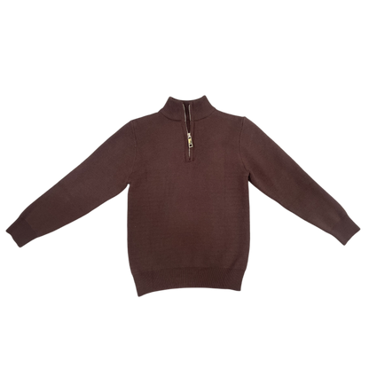 Mini Scott 3/4 Zip Sweater - Espresso