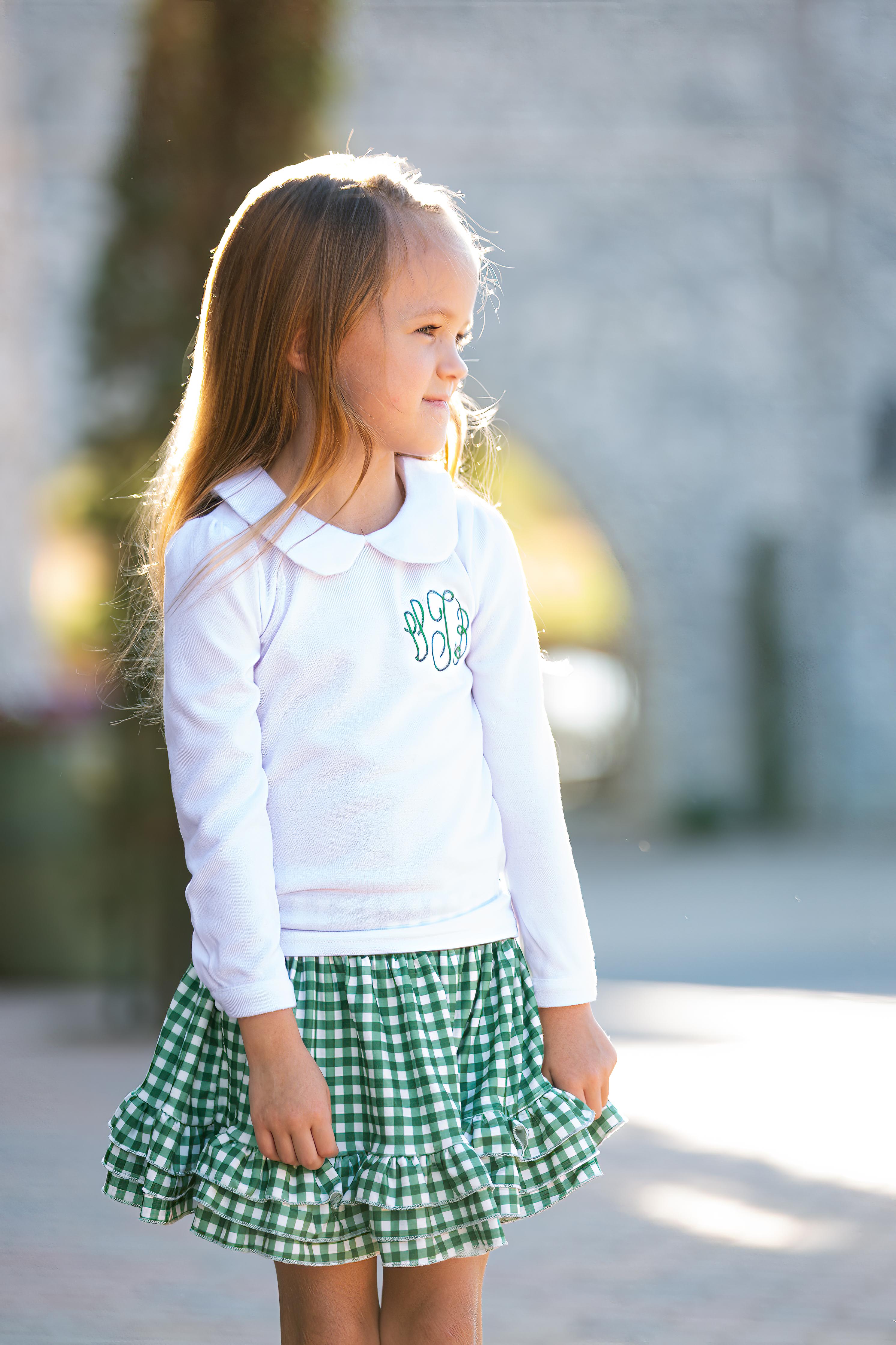 Short gingham ruffle skirt sales
