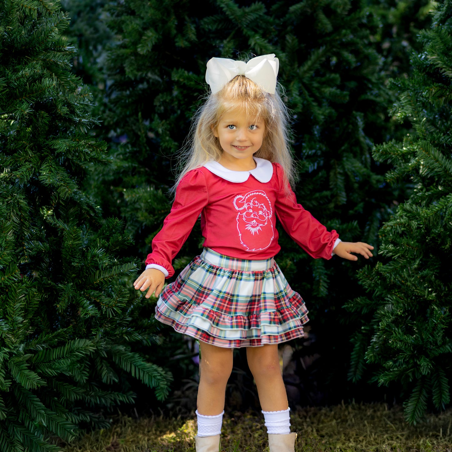 Annie Ruffle Skort - Holiday Plaid