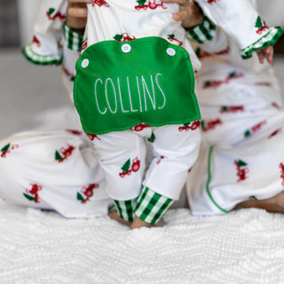 Baby Ruffle Buttflap Pajamas - Christmas Tractor Holiday Lounge - Sugar Bee Clothing