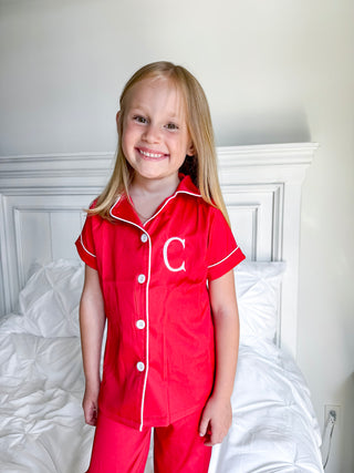 Charlie Satin Separates - Red Short Sleeve Top - Sugar Bee Clothing