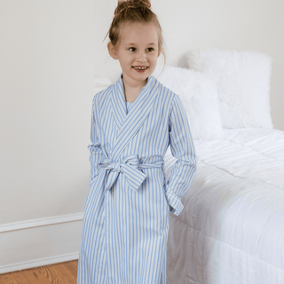 Mini Eleanor Spring Robe - Blue Stripe - Sugar Bee Clothing