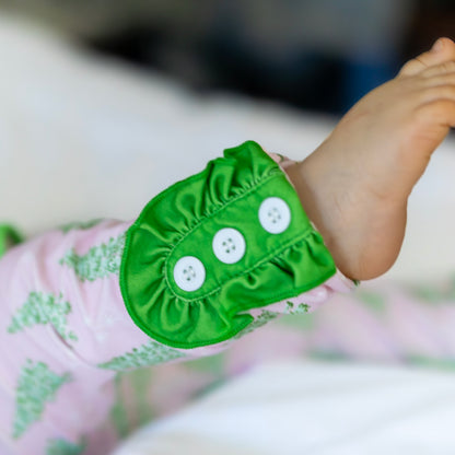 Ruffle Buttflap Pajamas - Pink Christmas Tree Holiday Lounge