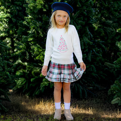 Mini Emerson - Bow Christmas Tree Patch Sweater