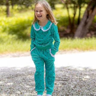 Paisley Velour Ruffle Pant Set - Orchard Prep - Sugar Bee Clothing