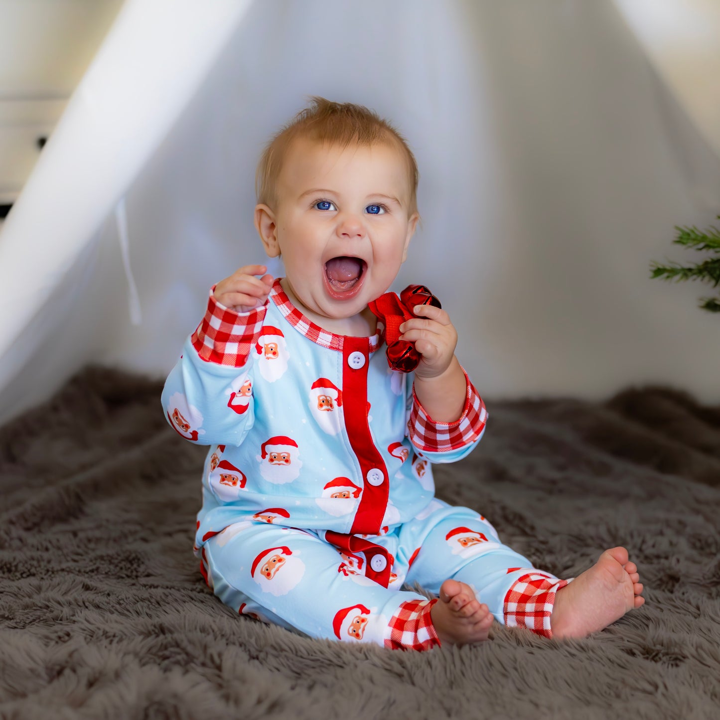 Baby Buttflap Pajamas - Vintage Santa Holiday Lounge