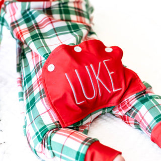 Baby Buttflap Pajamas - Christmas Plaid Holiday Lounge - Sugar Bee Clothing