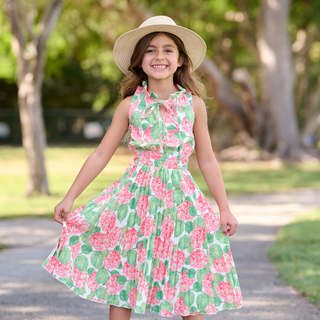 Elaine Keyhole Tank Dress - Red Hydrangeas - Sugar Bee Clothing