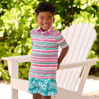 Kyson Boy Pocket Shorts - Tropical Teal - Sugar Bee Clothing