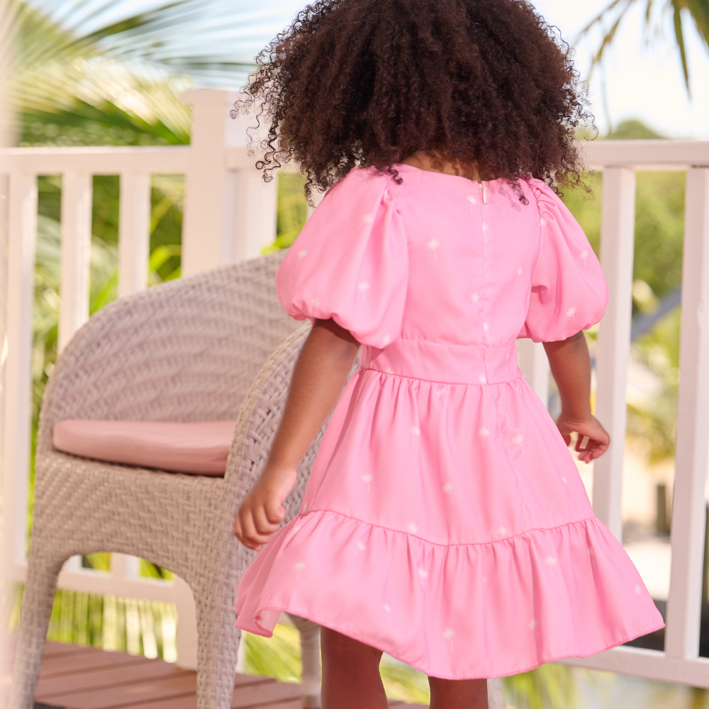 Abby Dress - Pink Palm Trees