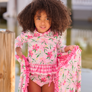 Rashguard Tankini - Colorful Pink Hibiscus - Sugar Bee Clothing