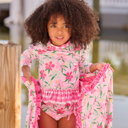 Rashguard Tankini - Colorful Pink Hibiscus