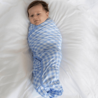 Swaddle Blanket - Blue Gingham - Sugar Bee Clothing