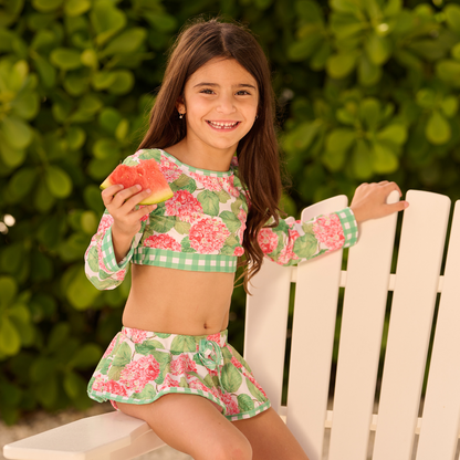 Skirt Bikini - Red Hydrangeas