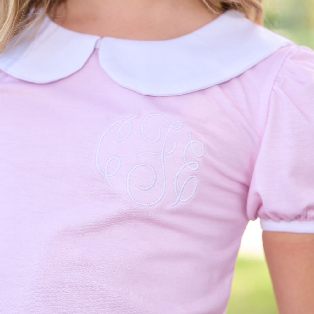 Amelia Peter Pan Puff Sleeve Tee - Light Pink