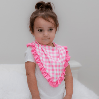 Bandana Bib - Pink Gingham - Sugar Bee Clothing