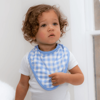 Bandana Bib - Blue Gingham - Sugar Bee Clothing
