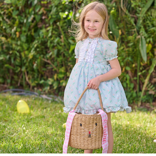 Easter Basket - Pink Gingham Bunny