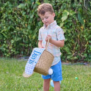 Easter Basket - Blue Gingham Bunny - Sugar Bee Clothing
