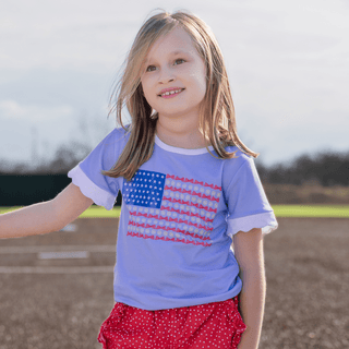 Mae Scalloped Tee - Star Banner - Sugar Bee Clothing