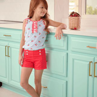 Lauren Ruffle Tank - Cherries - Sugar Bee Clothing