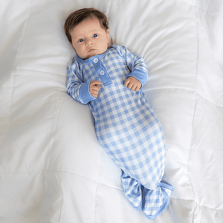Knotted Gown - Blue Gingham - Sugar Bee Clothing
