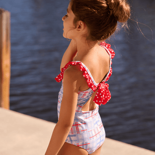 Bow Back Swimsuit - Cape Cod Madras - Sugar Bee Clothing