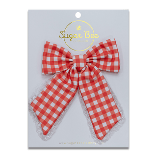 Hairbow - Red Gingham - Sugar Bee Clothing
