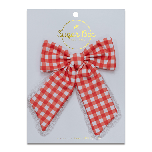 Hairbow - Red Gingham - Sugar Bee Clothing