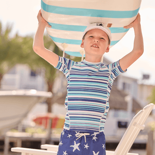 Short Sleeve Rashguard - Starfish Navy Stripe - Sugar Bee Clothing