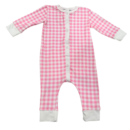 One-Piece Buttflap Pajamas - 2023 Pink Gingham