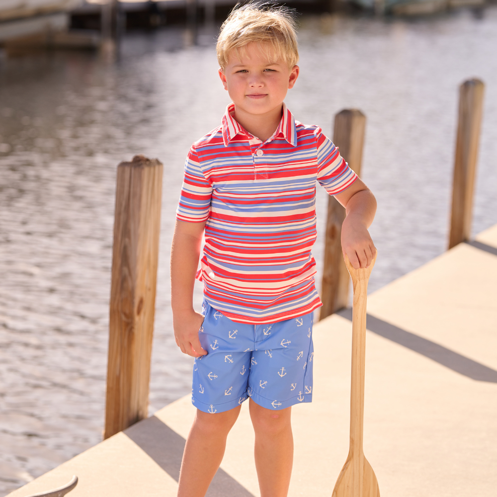 Kent Golf Shorts - French Blue Anchors