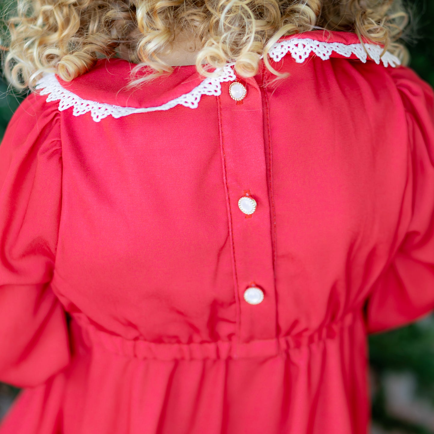 Madeline Lace Peter Pan Dress - Holiday Red