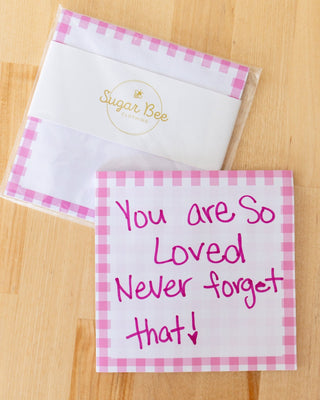 Lunch Bag Notes - Pink Gingham - Sugar Bee Clothing