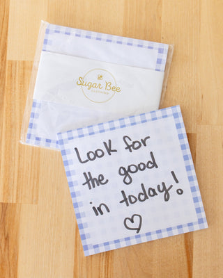 Lunch Bag Notes - Blue Gingham - Sugar Bee Clothing