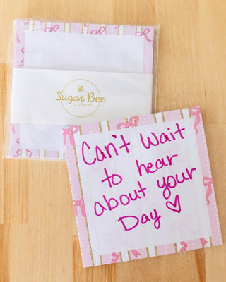 Lunch Bag Notes - Pink Bows - Sugar Bee Clothing