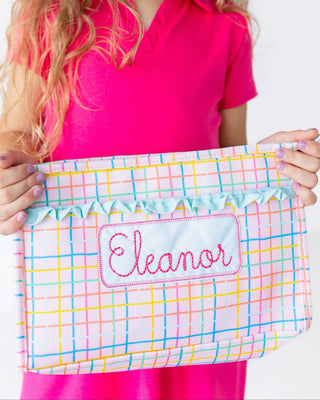 *PREORDER* Pencil Bag - Pink Plaid - Sugar Bee Clothing
