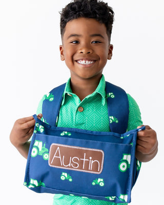 *PREORDER* Pencil Bag - Tractors On Navy - Sugar Bee Clothing