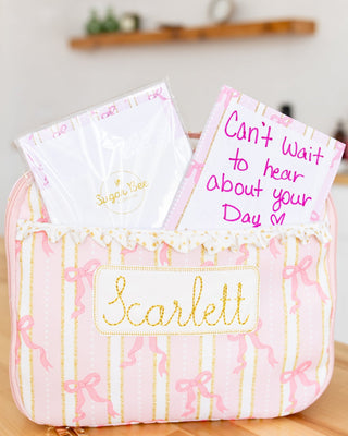 *PREORDER* Lunch Bag - Pink Bows - Sugar Bee Clothing
