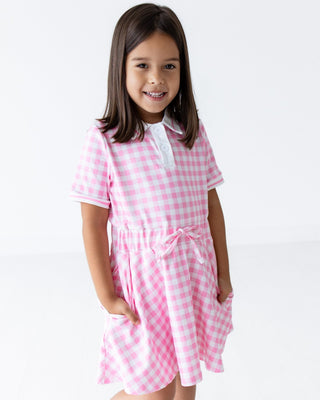 PREORDER***Heidi SS Polo Dress - Pink Gingham - Sugar Bee Clothing