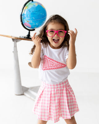 PREORDER***2 - Piece Pennant Skort Set - Pink Gingham - Sugar Bee Clothing