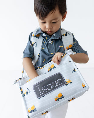 *PREORDER* Pencil Bag - Construction On Grey - Sugar Bee Clothing
