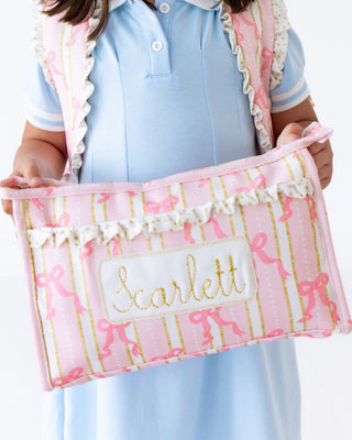 PREORDER Pencil Bag - Pink Bows - Sugar Bee Clothing