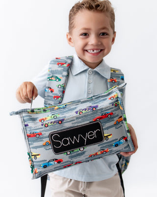 *PREORDER* Pencil Bag - Race Cars - Sugar Bee Clothing