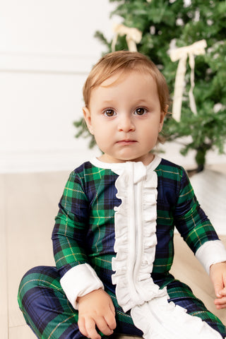 Organic Cotton Ruffle Zippy Pajamas - Traditions in Tartan