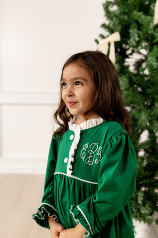 ****PREORDER***Ruffle Nightgown - Green Holiday Lounge
